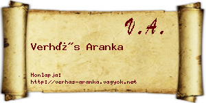 Verhás Aranka névjegykártya